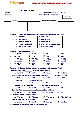 One - Period test - Test 1